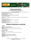 Mode d`emploi PACK + PRODUITS PROPOSES et