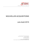 NOUVELLES ACQUISITIONS Juin-Août 2015 - Espace Ecole