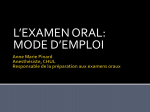 L`EXAMEN ORAL: MODE D`EMPLOI