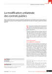 La modification unilatérale des contrats publics