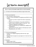 Voici ce &agrave; quoi je dois penser quand j`&eacute;cris un texte descriptif : 1. Je