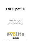60 W Spot Moving Head User manual / Mode d`emploi