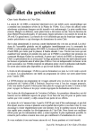 Billet du pr&eacute;sident