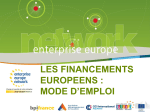 LES FINANCEMENTS EUROPEENS : MODE D`EMPLOI