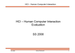 HCI – Human Computer Interaction Evaluation SS 2008