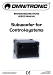 USER MANUAL Subwoofer for Control- systems