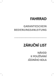 Z&aacute;ručn&iacute; list a n&aacute;vod k použ&iacute;v&aacute;n&iacute; j&iacute;zdn&iacute;ho kola