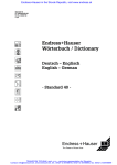 English-German Technical dictionary Endress+Hauser