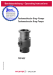 Pfeiffer, TPD 022,Turbomolecular Drag Pumps, Operating Instructions