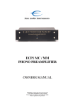 ECP1 MC / MM PHONO PREAMPLIFIER OWNERS MANUAL