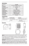 Specifications: Troubleshooting: Dimensions: