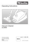 Operating Instructions Vacuum Cleaner S 2000