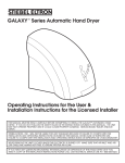 GALAXYTM Series Automatic Hand Dryer Operating Instructions for