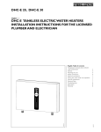 DHC-E 20, 30 Tankless Electric Water Heater Installation Manual