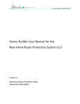 Owner Builder User Manual for the New Home Buyer Protection
