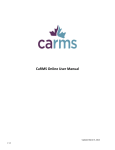 CaRMS Online User Manual - Canadian Resident Matching Service