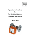 Operating Instructions for Full Metal Variable Area Flow Meter and