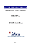 SAVER PLUS DSP SERIES . 15&20kVA USER MANUAL