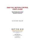 SNAP PAC MOTION CONTROL USER'S GUIDE