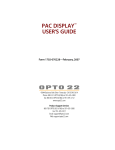 PAC DISPLAY™ USER'S GUIDE