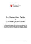 ProMaster User Guide to “Create Expense Claim”