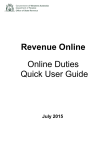 Revenue Online Online Duties Quick User Guide