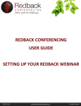 REDBACK CONFERENCING USER GUIDE SETTING UP YOUR