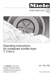 Operating instructions for condenser tumble dryer T