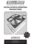 INSTALLATION & OPERATING INSTRUCTIONS