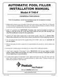 AUTOMATIC POOL FILLER INSTALLATION MANUAL