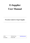 E-Supplier User Manual