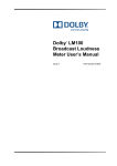 Dolby LM100 Broadcast Loudness Meter User's Manual