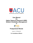 User Manual for Higher Degree by Research (HDR