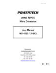 MG4520 200W Wind Generator User Manual