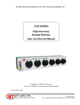 1433 SerieS High-Accuracy Decade resistor User and Service Manual