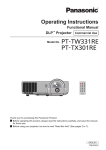 Operating Instructions Model No. PT-TW331RE PT