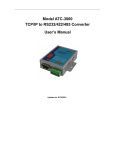 Model ATC-3000 TCP/IP to RS232/422/485 Converter User's Manual