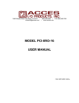 MODEL PCI-IIRO-16 USER MANUAL