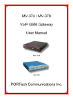 MV-374 / MV-378 VoIP GSM Gateway User Manual PORTech