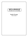 Studio Preamp Owners Manual
