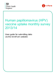 Human papillomavirus (HPV) vaccine uptake monthly annual survey
