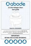 12 Litre Halogen Oven User guide IMPORTANT: RETAIN