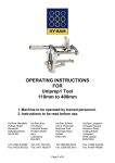 OPERATING INSTRUCTIONS FOR Uniprep1 Tool 110mm to 400mm