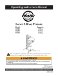 Bench & Shop Presses Operating Instructions Manual