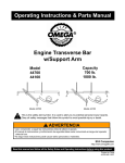 Engine Transverse Bar w/Support Arm Operating Instructions