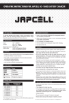 OPERATING INSTRUCTIONS FOR JAPCELL BC