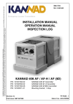 INSTALLATION MANUAL OPERATION MANUAL INSPECTION LOG