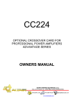 OWNERS MANUAL - CROSSOVER CARD CC224