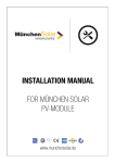 INSTALLATION MANUAL FOR MÜNCHEN SOLAR PV