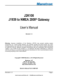 J2K100 J1939 to NMEA 2000® Gateway User's Manual